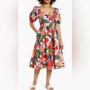 Vince Camuto Floral Stretch Cotton Mini Dress